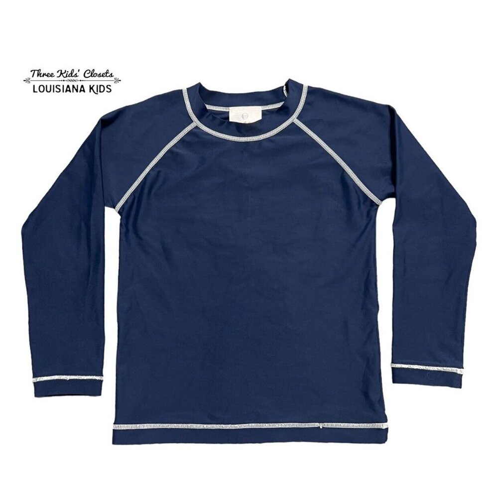 Hanna Andersson Sz 110 (5Y) Navy Blue Long Sleeve Rashguard Swim Shirt